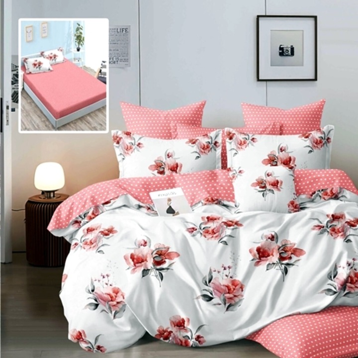 Lenjerie de pat Finet, cearceaf cu elastic 160x200cm, 6 piese, pentru pat dublu, multicolor, Ralex Pucioasa, LDP-FINH-100127