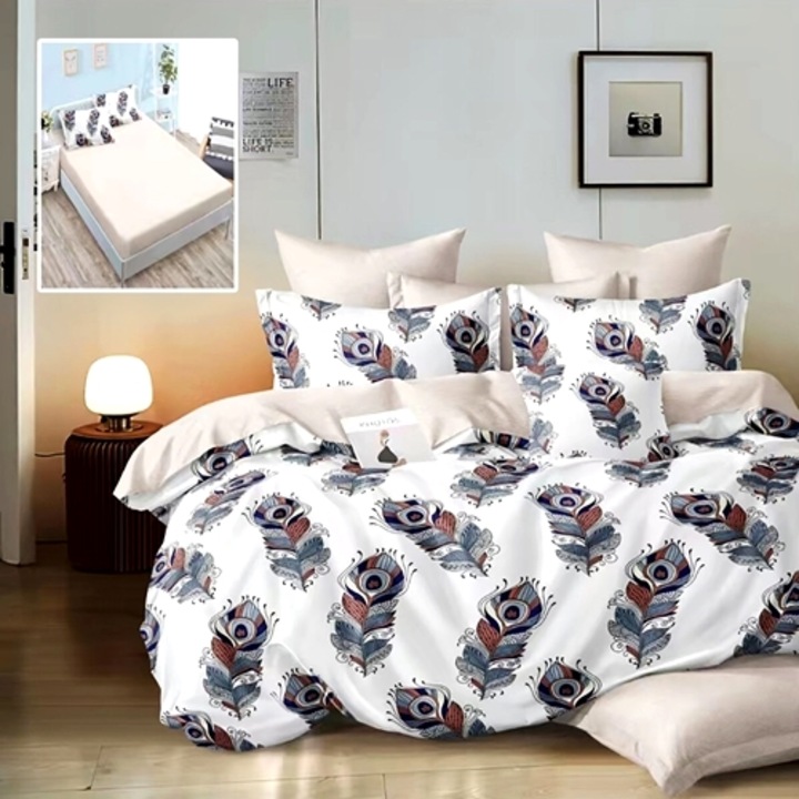 Lenjerie de pat Finet, cearceaf cu elastic 160x200cm, 6 piese, pentru pat dublu, multicolor, Ralex Pucioasa, LDP-FINH-100135