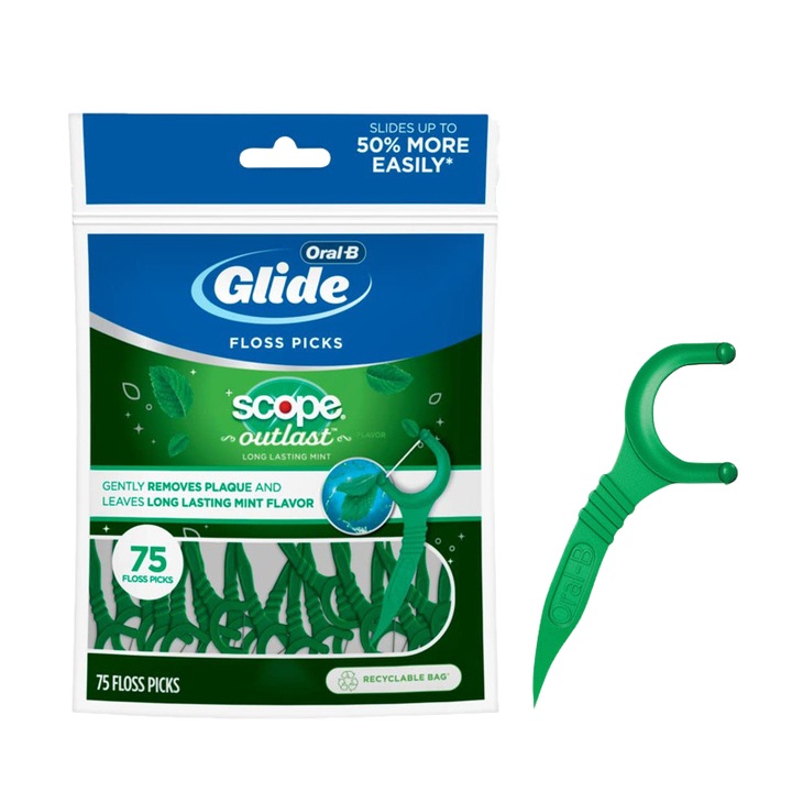 Конец за зъби Picks, Oral-B with Scope Outlast Dental, Mint, 75 броя
