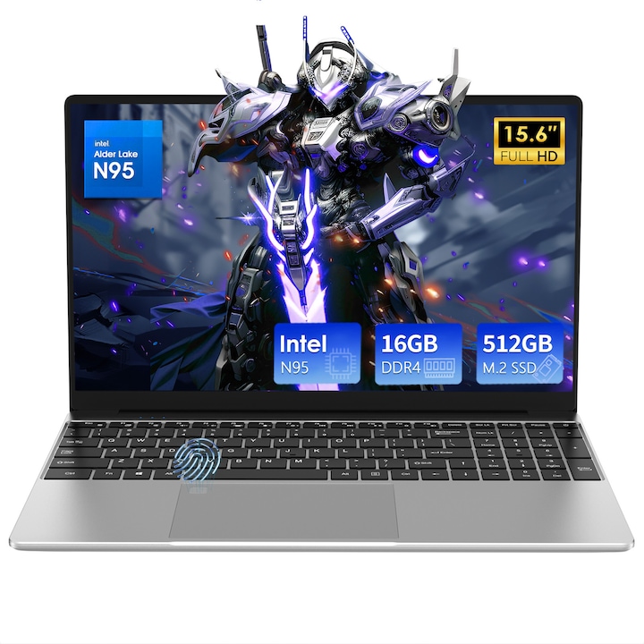 Лаптоп GXMO, Процесор Intel N95, 16 GB RAM, SSD 512 GB, 15,6 инча FHD, Черен