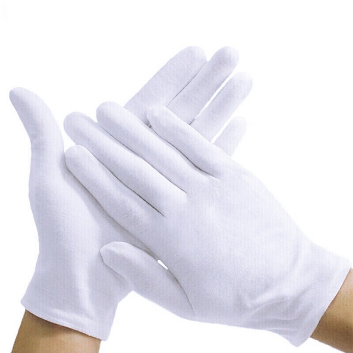 Комплект 2 предпазни ръкавици Ronyes, памук, бели, 23.5см