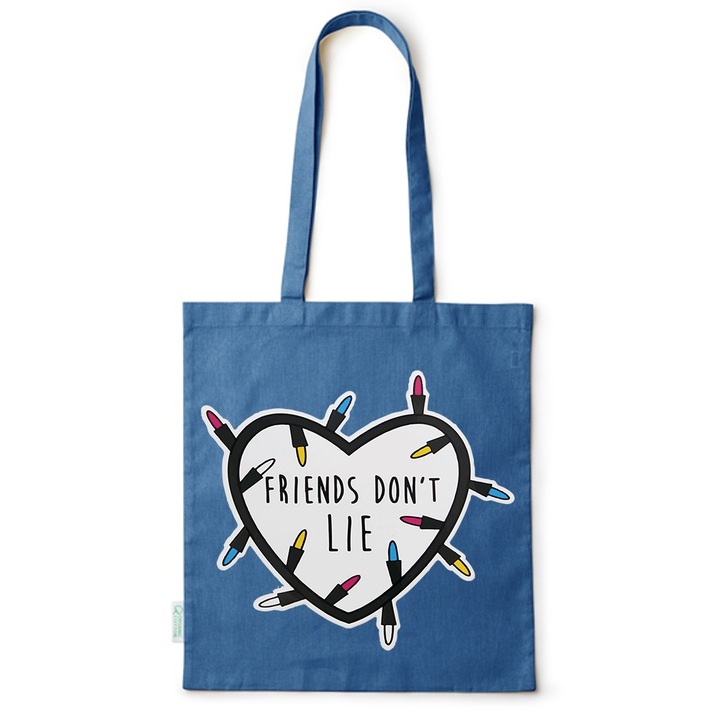 Go For It Shopper fazonú pamut táska mintával, Stranger Things, 38×42cm, Kék, AB-BDY183