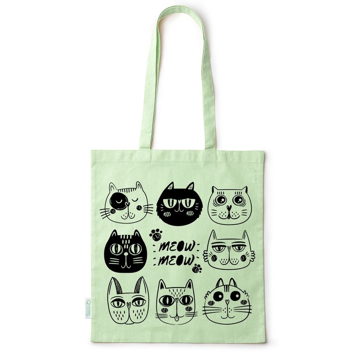 Go For It Shopper fazonú pamut táska mintával, Cars B&W, 38×42cm, Zöld, GR-BDY55