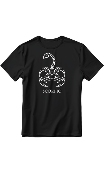 Férfi póló Cancer Zodiac modellmintával, pamut, fehér, Fekete