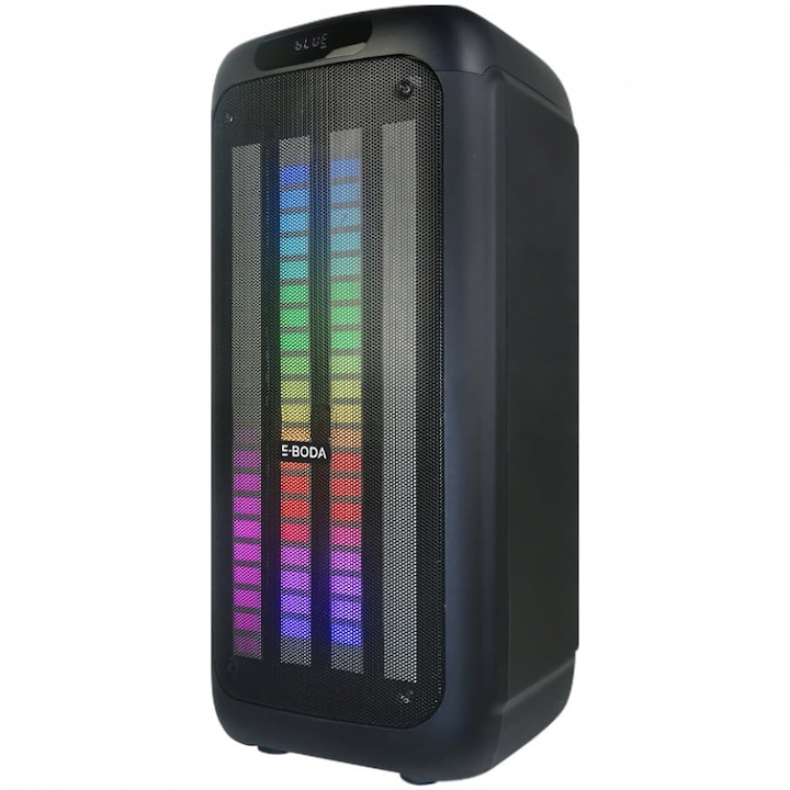 Boxa portabila E-Boda Party 410 Pro, 80W, True Wireless Stereo, Bluetooth, Radio FM, RGB, Negru