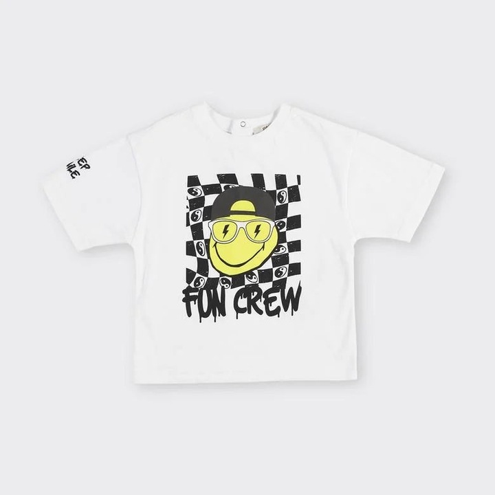 Fun Crew PANCO póló - Feeling Good, fehér és fekete, fiúknak, Fehér