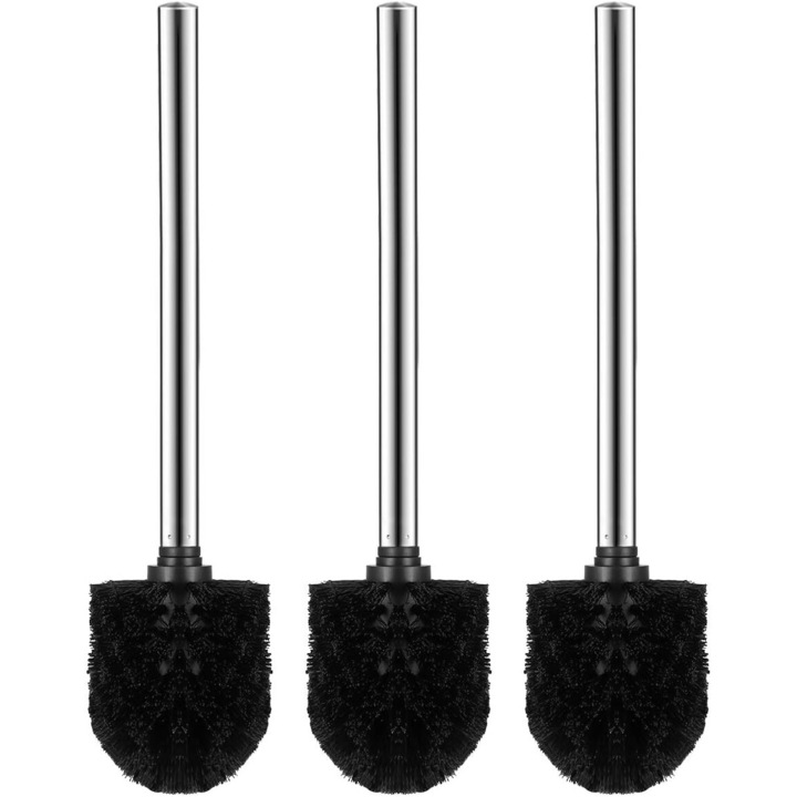 3 db-os WC-kefe készlet, Enforose, fekete fej, rozsdamentes acél nyél, rozsdaálló, 28cm