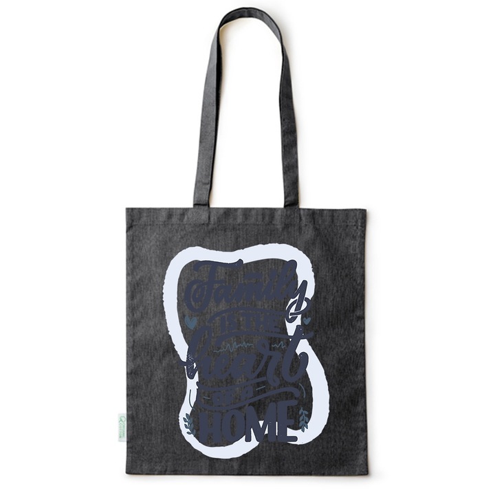 Go For It Shopper fazonú pamut táska mintával, Heart Of A Home, 38×42cm, Fekete, B-BDY32