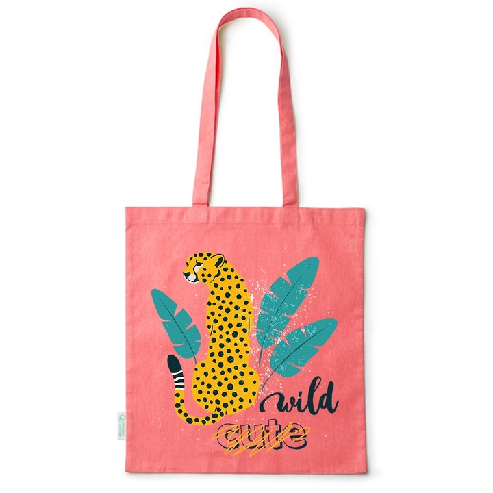 Go For It Shopper fazonú pamut táska mintával, Wild, 38×42cm, Piros, R-BDY39