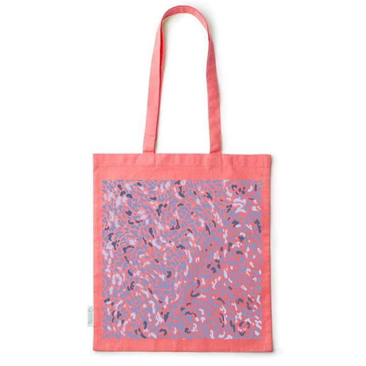 Go For It Shopper fazonú pamut táska mintával, Animal Printed Blue, 38×42cm, Piros, R-BDY84