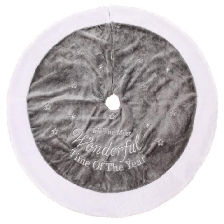 Fusta pentru brad de Craciun, decorativa, gri cu alb, 90cm