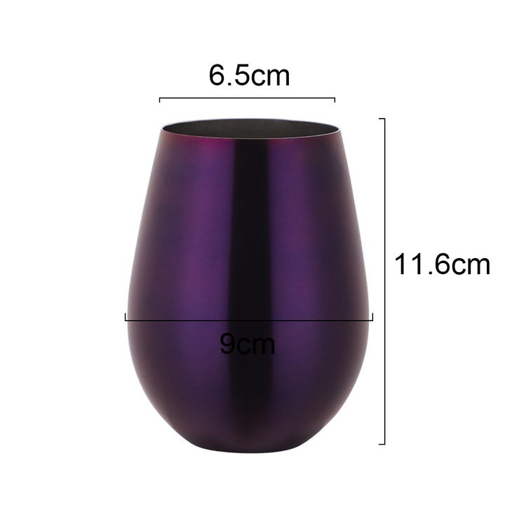 2 db talp nélküli borospohár készlet, rozsdamentes acél, lila, 350ml