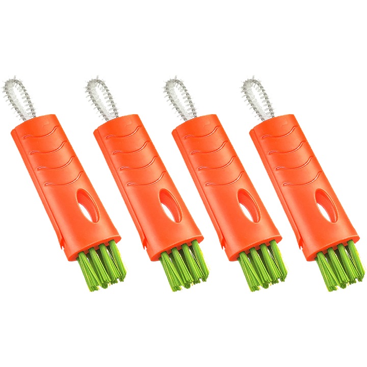 Set 4 Perii de Curatare pentru Capace, Multifunctionale 3 in 1, Forma de Morcov, Polipropilena, Multicolor