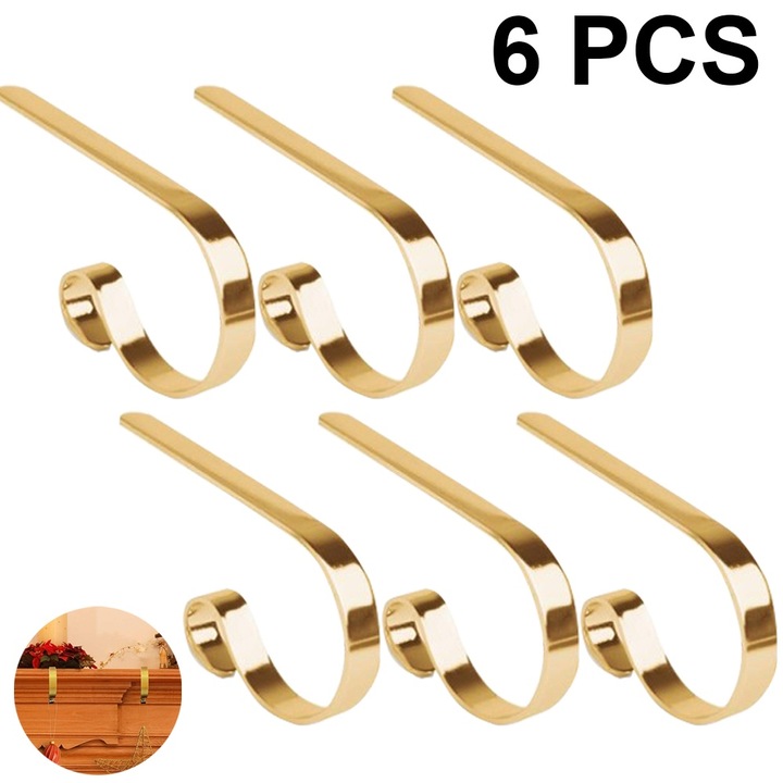 Set 6 agatatori metalice pentru sosete de Craciun, 120x65mm