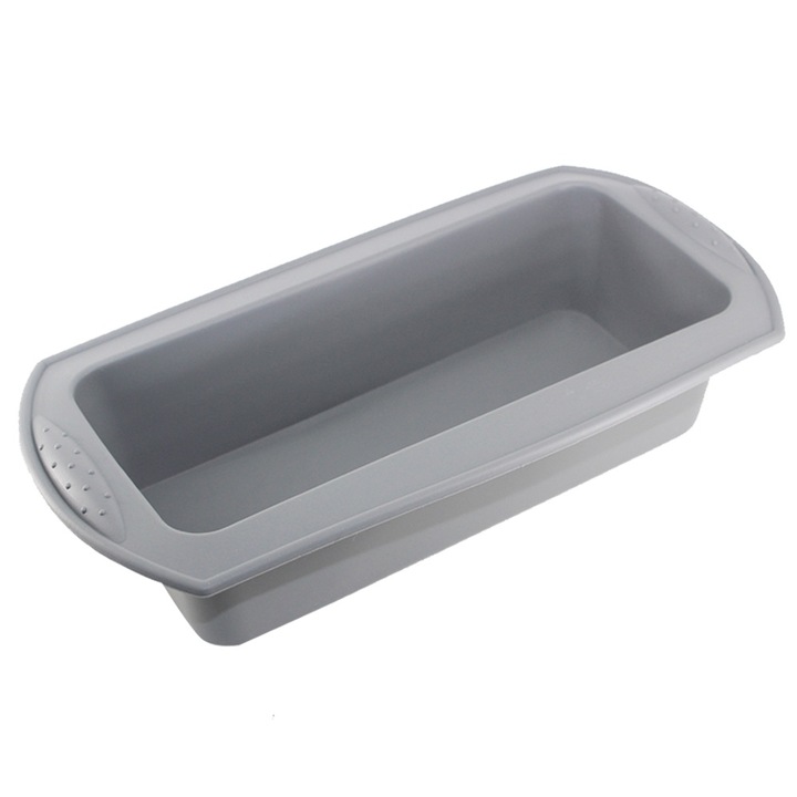 Tava de copt pentru chec, QttvbTna, silicon, antiaderent, 27x13x6.5cm, gri