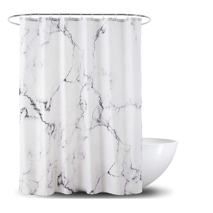 Perdea de baie impermeabila, PEVA, 180x180 cm, Alb