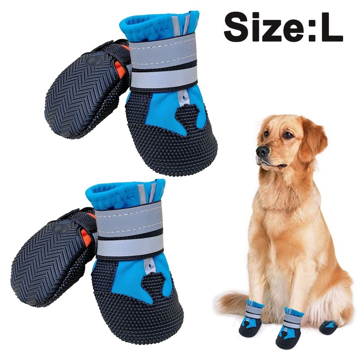 Kutyacipő, AMRINUGL, vízálló, csúszásmentes, kék/fekete, L