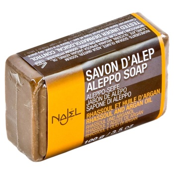 Sapun de Alep Najel cu ulei de argan si argila rhassoul, Najel, 100g Sapun de Alep Najel cu ulei de argan si argila rhassoul, Najel, 100g