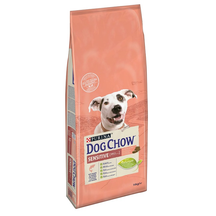 Суха храна за кучета Dog Chow Adult Sensitive, Сьомга и ориз, 14 кг