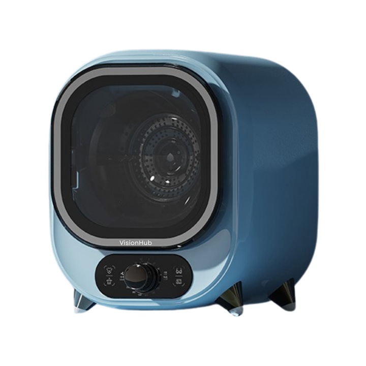 Uscator de Rufe portabil si compact, mini uscator DASBO cu condensator, 0.8 Kg, Pompa de caldura, 2 setari de temperatura, Albastru