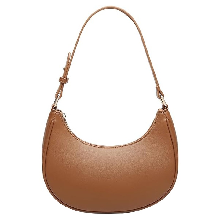 Кожена чанта, Darklove, презрамка, вътрешен джоб с цип, Издръжлива, Антифрикционна, PU, 21x19x7.5 cm, Кафява