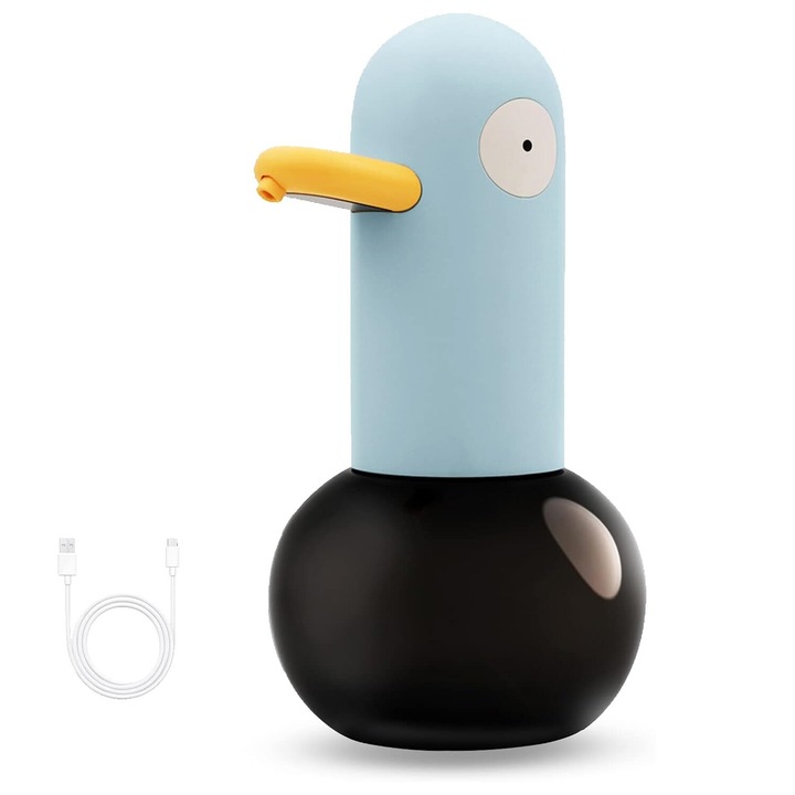 Folyékony szappanadagoló érzékelővel, XINLOSHU® állatadagoló, 400 ml, érintésmentes, intelligens infravörös érzékelő, fertőtlenítő gél szappanhoz, vízálló, elemes, tökéletes gyerekeknek, fürdőszobai konyhaiskola, kék/fekete