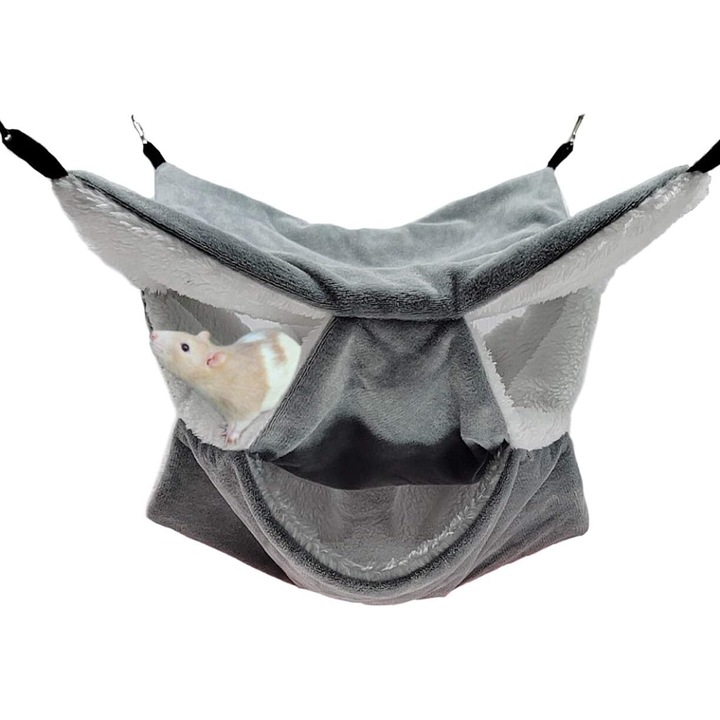 Hamac pentru animale mici, Cozevdnt, 30x30cm, gri, material fleece