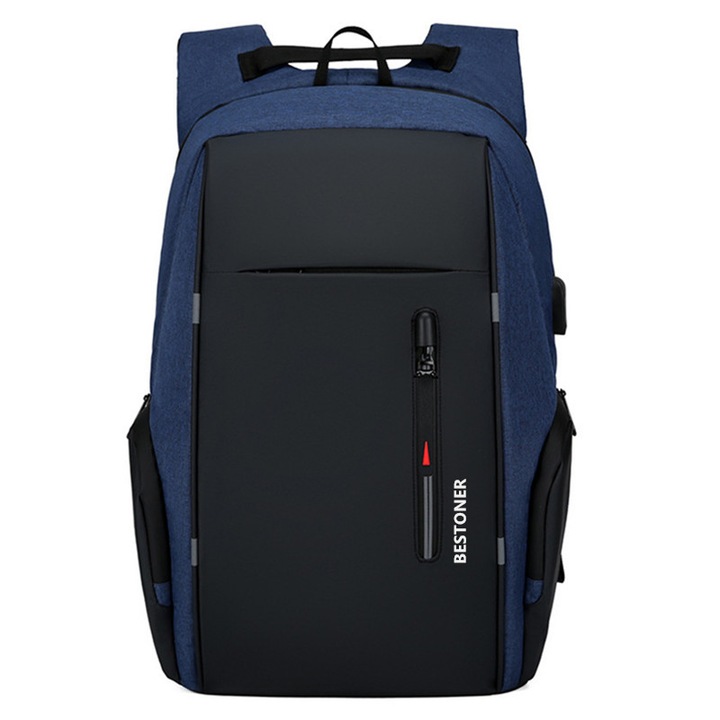 Rucsac de calatorie Bestoner®, impermeabil, cu cablu USB, albastru, 15.6 inch
