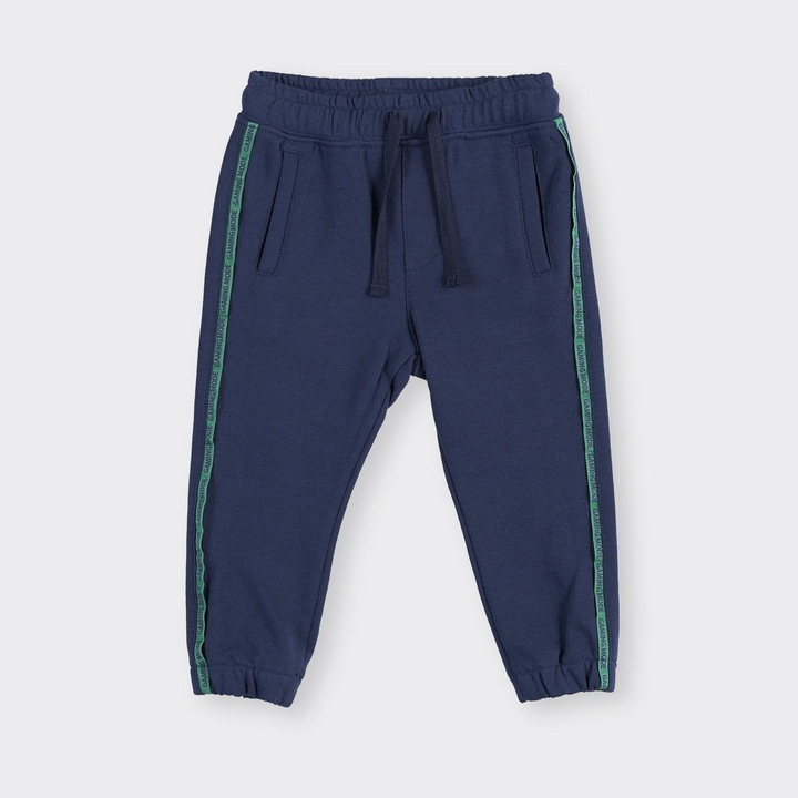 Sportnadrág PANCO - Gaming Mode, sötétkék zöld csíkkal, fiúknak, Tengerkék