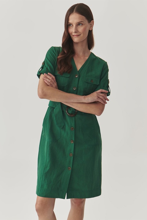 Tatuum, Rochie din amestec de in Soforia, Verde englez, 36