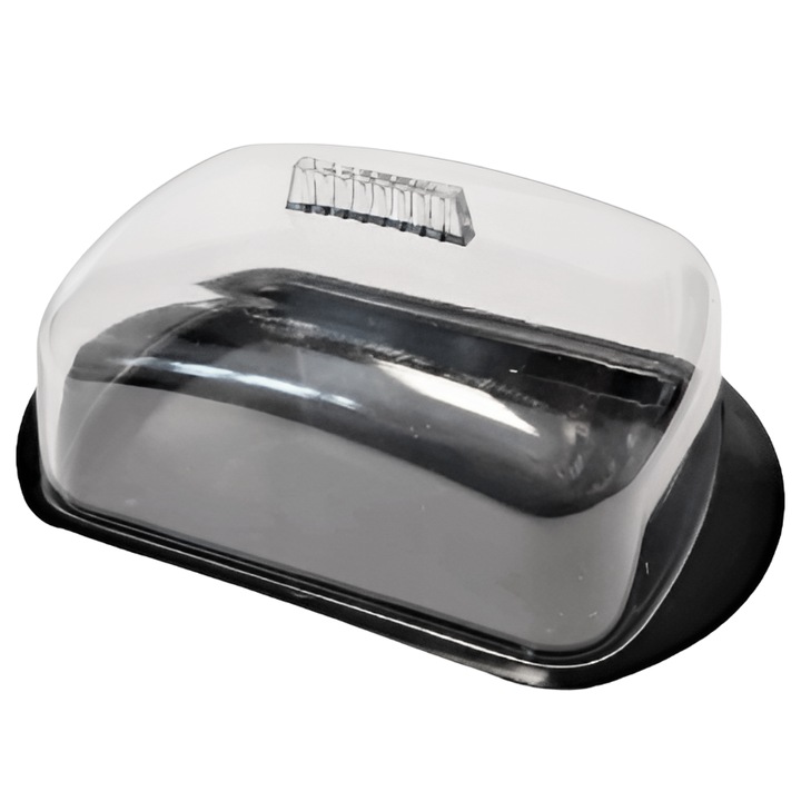 Recipient pentru unt, negru, 17x10.5x6.5 cm