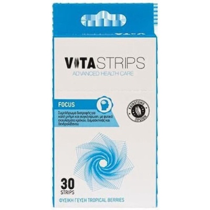 Supliment alimentar VITASTRIPS Focus, imbunatatire memorie si concentrare, tropical berries, 30 buc