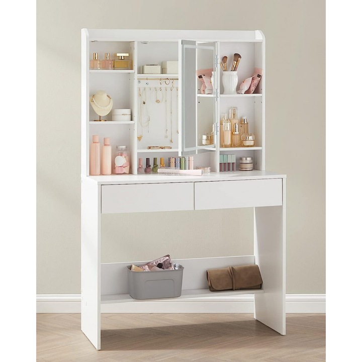 Тоалетка, Vasagle, MT-0009, Бяла, 90x40x144 см