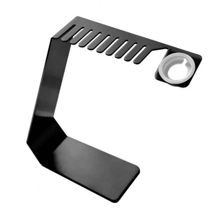 Suport pentru Apple Watch cu Depozitare 9 curele, Orificiu incarcator, Metalic, Negru