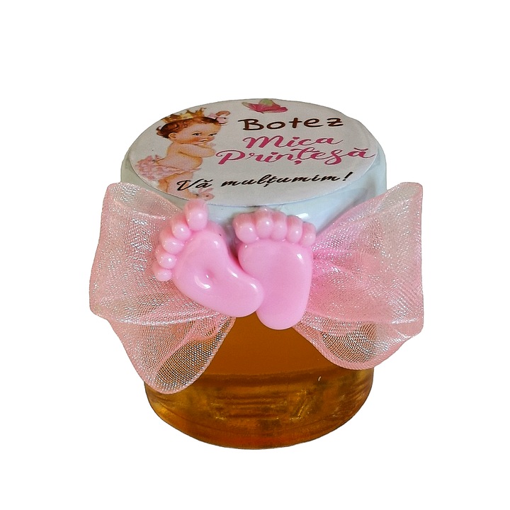 Marturie botez, borcanel cu miere 40 ml, Mica Printesa