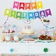 Set 5 baloane confetti auriu si banner Happy Birthday multicolor