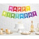 Set 5 baloane confetti auriu si banner Happy Birthday multicolor