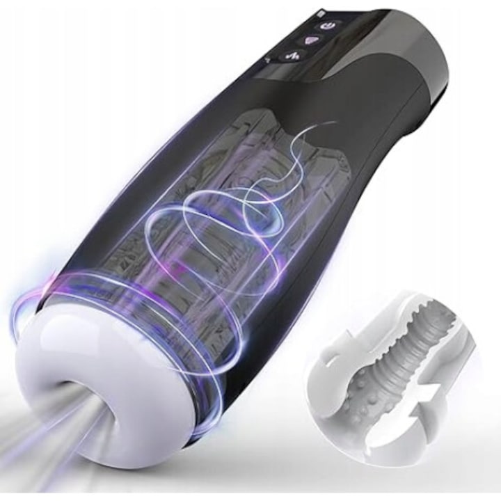 Masturbator masculin Phanxy, 7 moduri de vibratii, functie de supt, incarcare USB, ergonomic