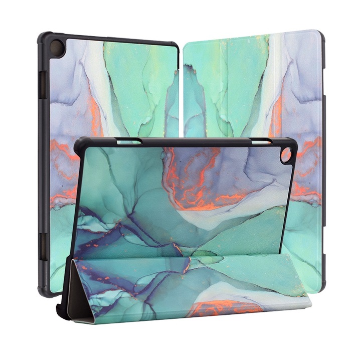 Husa compatibila cu Lenovo Tab M10 3rd Gen, 10.1 inchi, Tip carte, Bounce Technology, Functie Wake/ Sleep, Comando Stand, Protectie completa, Green Time