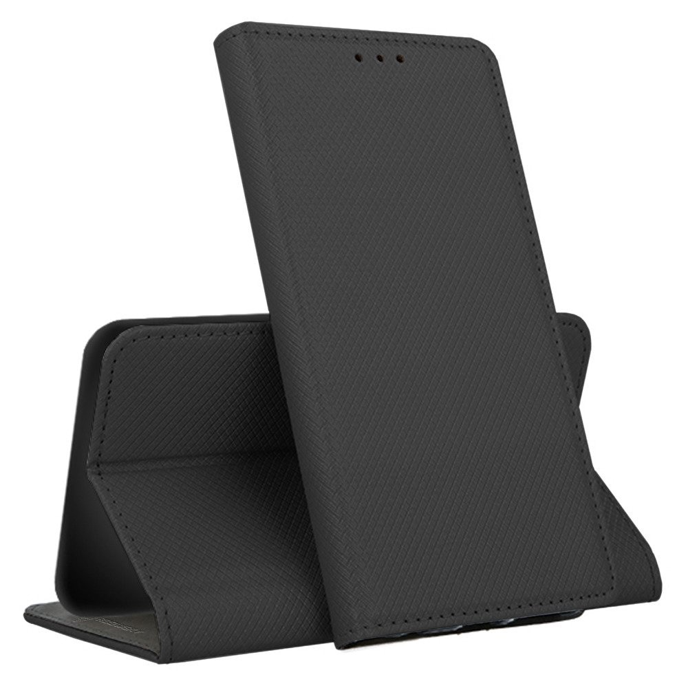 Husa tip carte compatibila cu Xiaomi Redmi Note 14 5G, G-Tech Flip Book, inchidere magnetica, buzunar card, premium stand, Negru