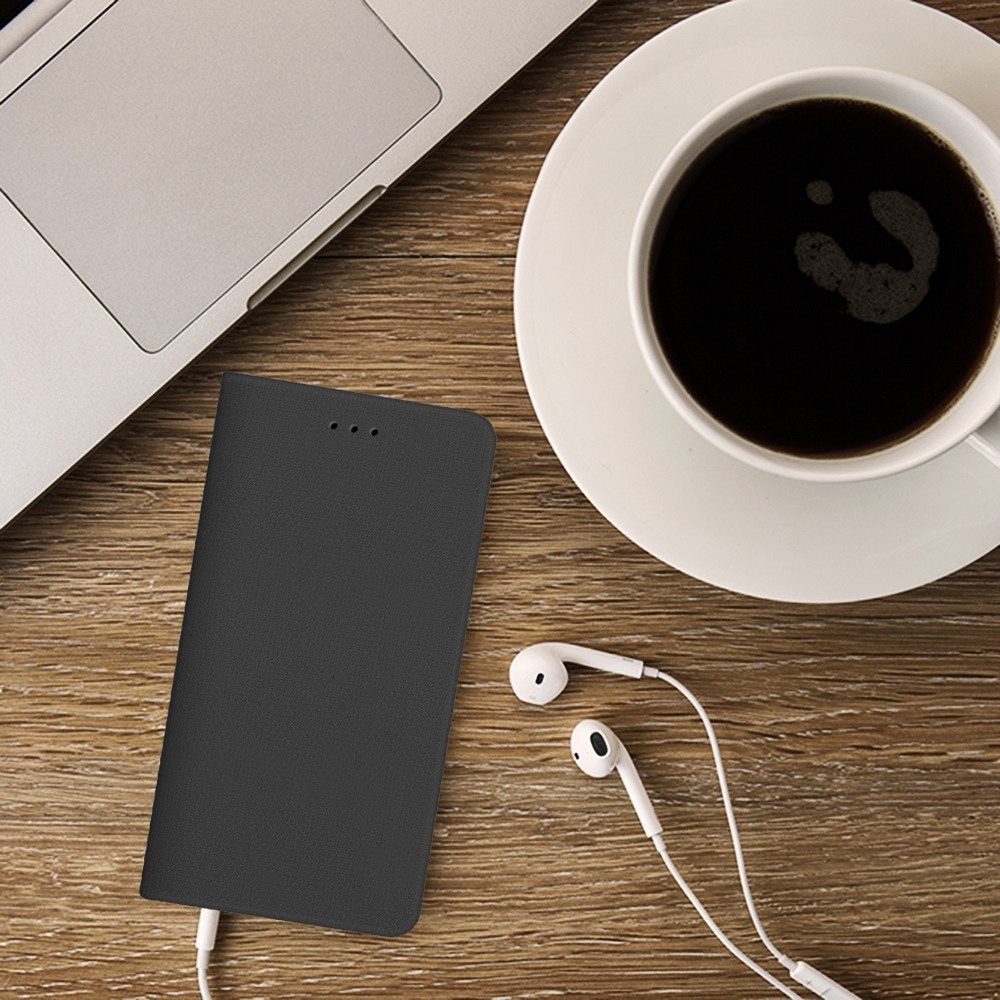 Husa tip carte compatibila cu Xiaomi Redmi Note 14 5G, G-Tech Flip Book, inchidere magnetica, buzunar card, premium stand, Negru