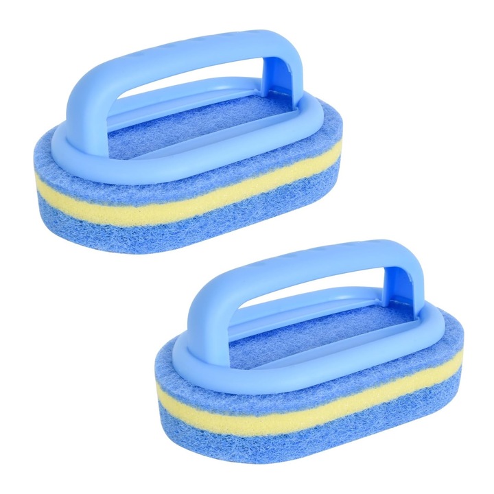 Burete multifunctional de curatare, cu maner ergonomic, curatare blanda si eficienta, ideal pentru bucatarie, baie si piscina, set de 2 bucati