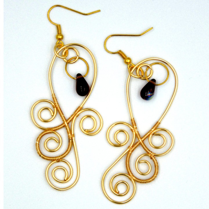 Cercei dama Teardrop - Gold, aliaj metalic, indigo