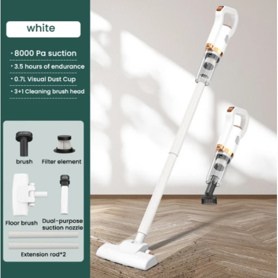 Aspirator 3 in 1, cu 4 capete interschimbabil, 120 W, Filtre incorporate, Compact, Reglabil, Usor de depozitat, Alb, ABS