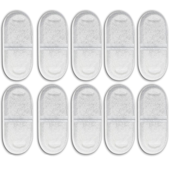 Set 10 Filtre pentru Dispenser Apa Automat NextWave™, Compatibil cu model D10 tip fantana pentru pisici 2-1 din Inox, Purificare, Ionizare, Carbon activ
