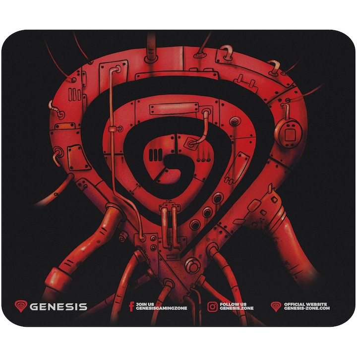 Mouse Pad Gaming Genesis PUMP UP THE GAME, Suprafata Textila de Control, Tesatura Speciala din Fibre, Baza Cauciucata Anti-Alunecare, 25cm X 21cm X 0.25cm, Negru