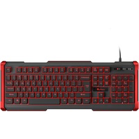 Tastatura Gaming cu fir Genesis RHOD 410, Membrane High Profile, Full Layout US, 19 Taste Anti-Ghosting, Constructie Anti-Spill, Cablu 1.8m, Iluminare LED, USB,Negru-Rosu