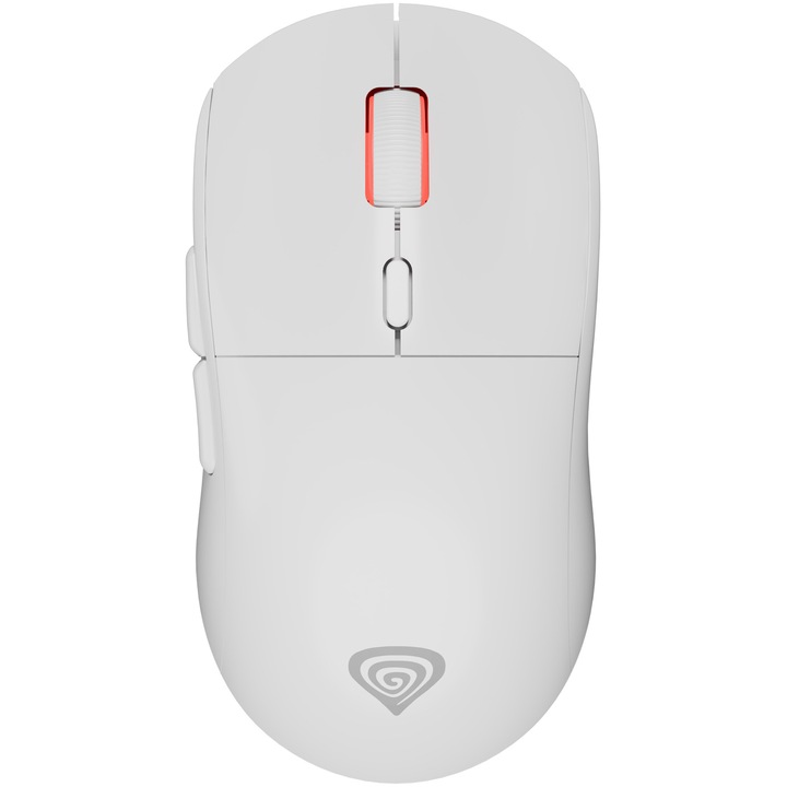 Genesis ZIRCON XIII vezeték nélküli gaming egér, 26.000 DPI, 1.0000Hz, 50G, PIXART PMW3395 érzékelő, HUANO kapcsolók, KAILH 4.0 és 8.0 @ 80M, szoftver, programozható gombok, 77 gr., USB-C újratölthető, fehér
