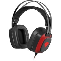 Casti Gaming Genesis RADON 720, On-Ear, Virtual 7.1, 50mm Driver, Microfon Integrat Invizibil, Control Volum si Mute pe Fir, Cablu 2m, Compatibil PC prin USB,Negru-Rosu