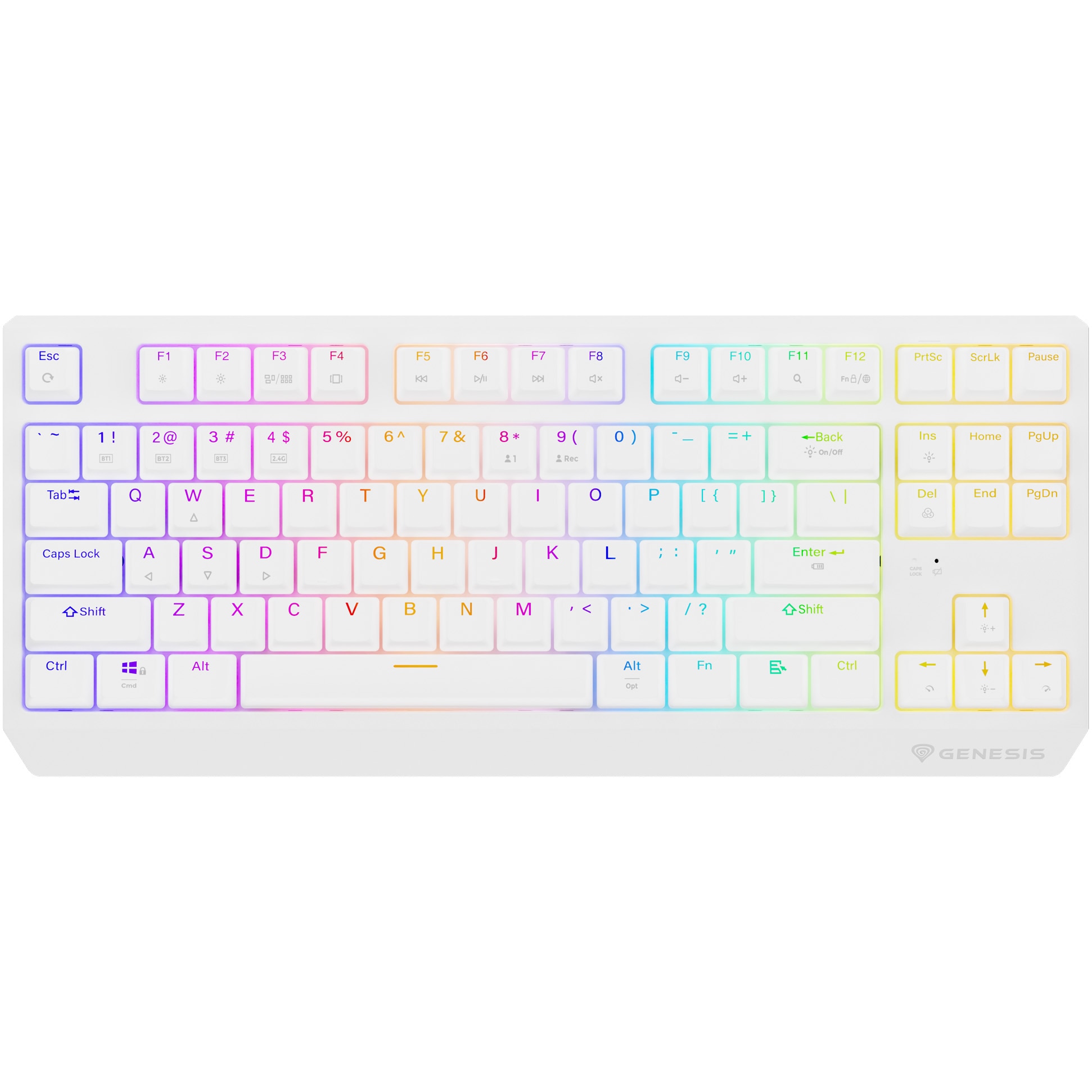 Tastatura Wireless Gaming Genesis THOR 230, Red OUTEMU Switch, Hot Swap, Tastatura Bluetooth Format TKL Compact Carry-On, FULL Anti-Ghosting, Software, Taste Iluminate LED, 2 Conta